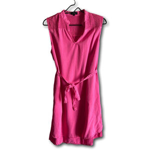 Velvet Heart Smocked Yoke Mini Dress Havana Pink Belted Sleeveless Size Small